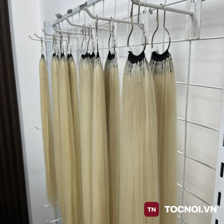 Tóc Nối Lông Vũ 9D Tẩy Trắng/Light – Tóc Thật 100%, Sẵn Nhuộm Màu, 45–70cm