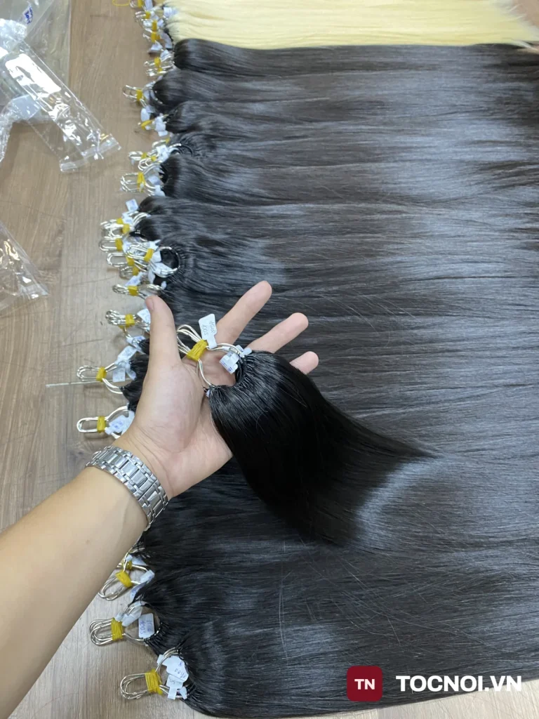 Tóc Nối Lông Vũ 9D – Tóc Thật 100% Tự Nhiên, Không Mối Nối, Đủ Độ Dài 40–70cm